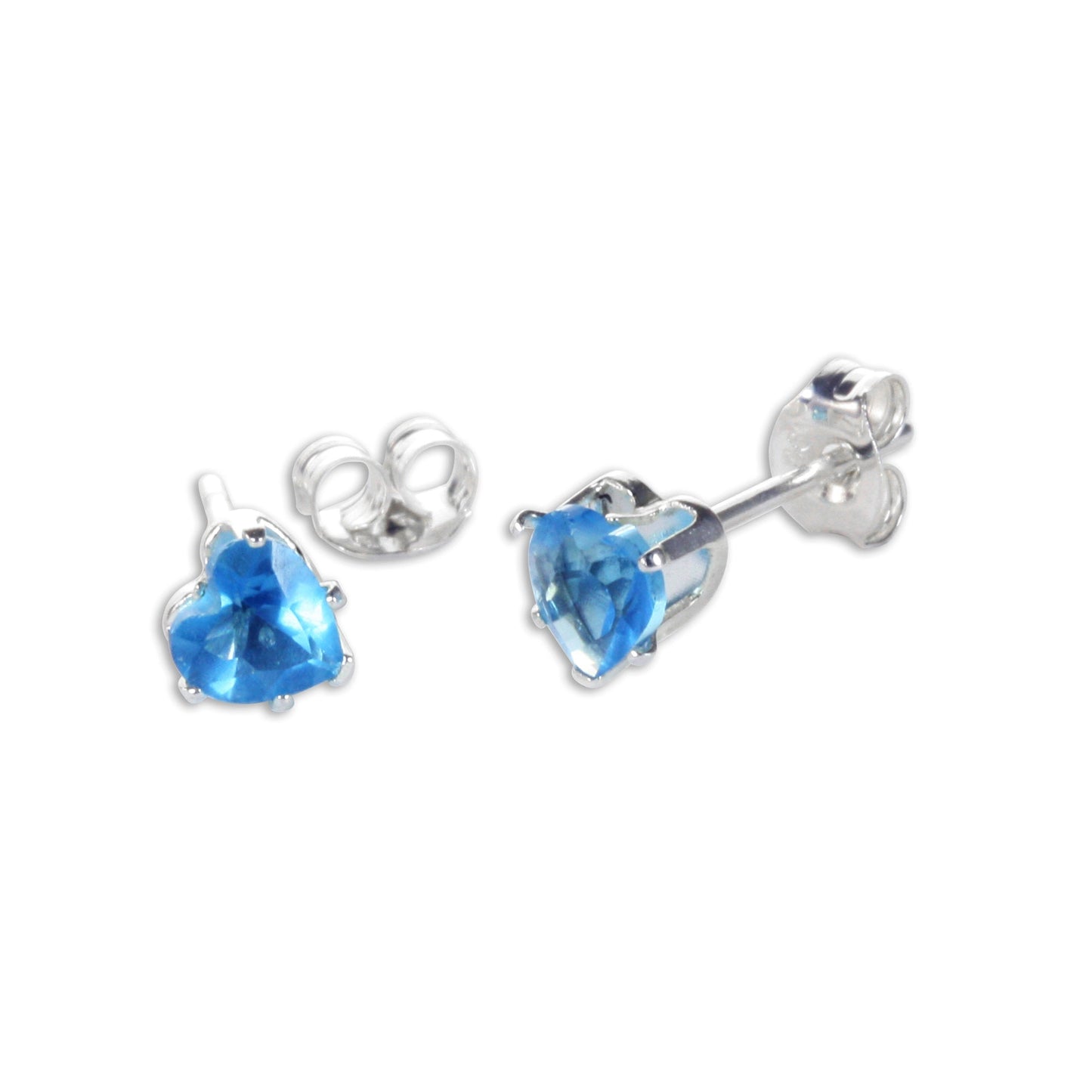 Boucles d'oreilles à tige en argent sterling avec cœur en zircone cubique de 4 mm