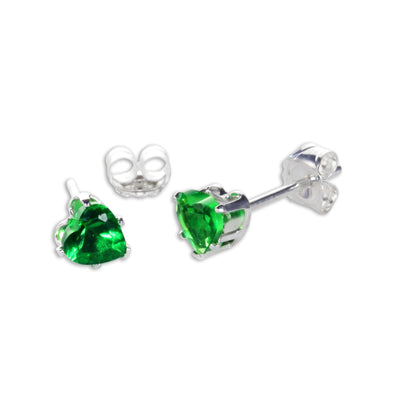 Boucles d'oreilles à tige en argent sterling avec cœur en zircone cubique de 4 mm