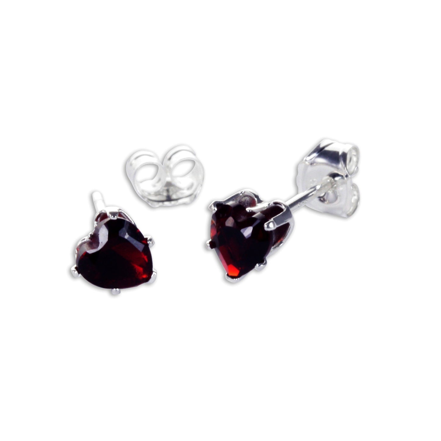 Boucles d'oreilles à tige en argent sterling avec cœur en zircone cubique de 4 mm