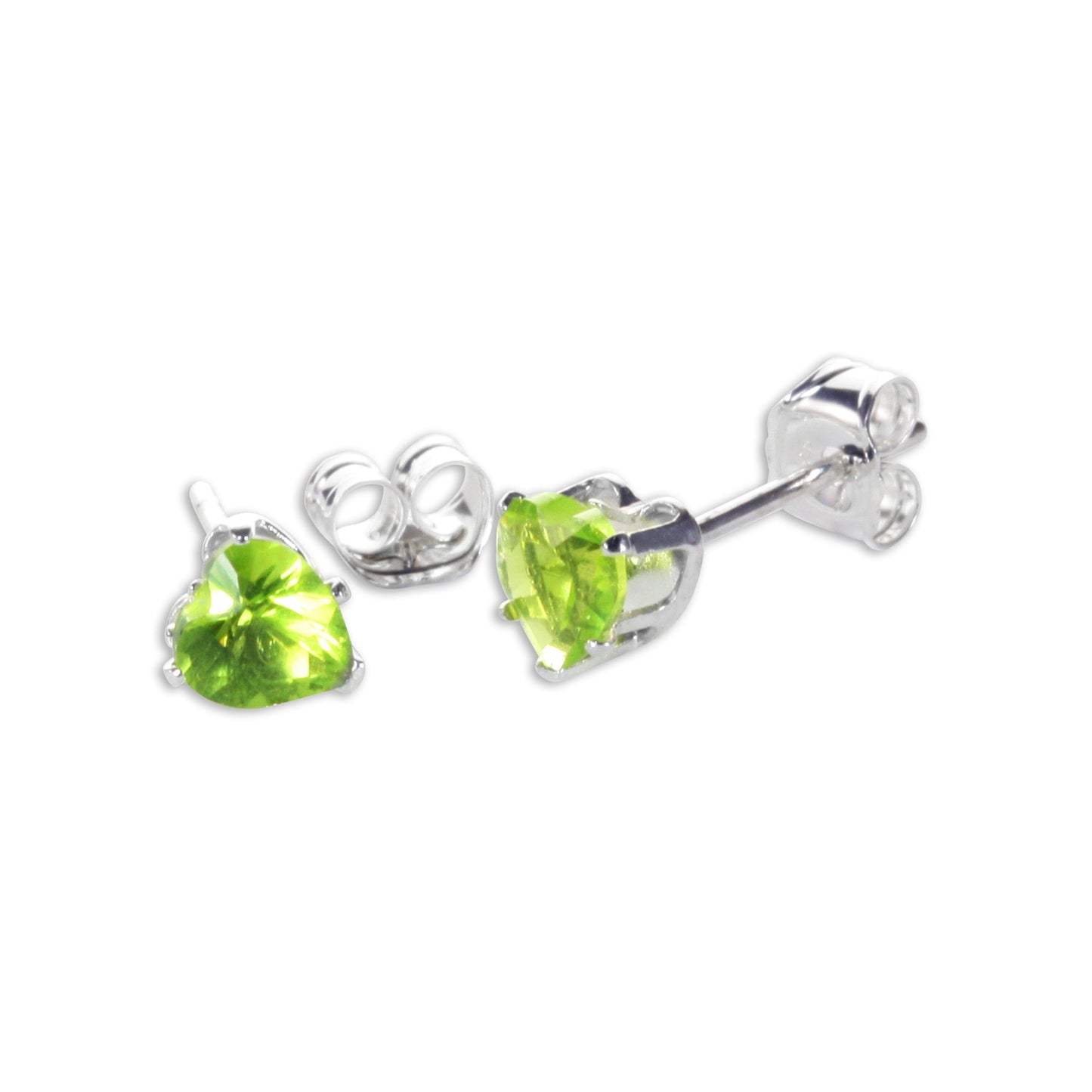 Boucles d'oreilles à tige en argent sterling avec cœur en zircone cubique de 4 mm