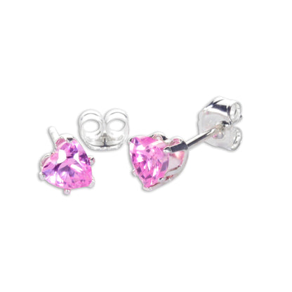 Boucles d'oreilles à tige en argent sterling avec cœur en zircone cubique de 4 mm