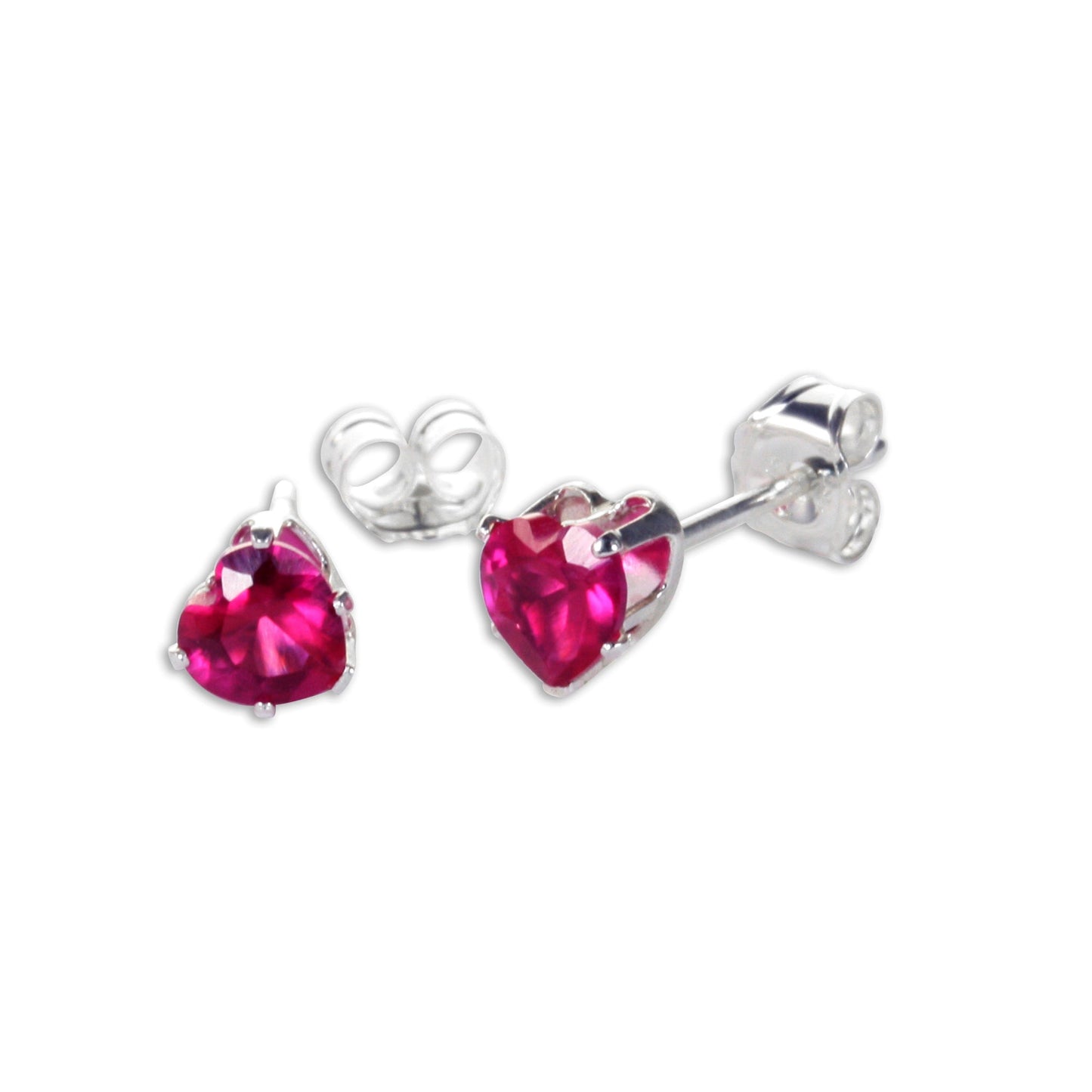 Boucles d'oreilles à tige en argent sterling avec cœur en zircone cubique de 4 mm