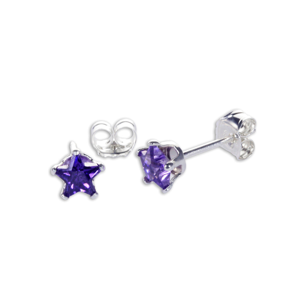 Boucles d'oreilles à tige en argent sterling avec étoile en zircone cubique de 4 mm