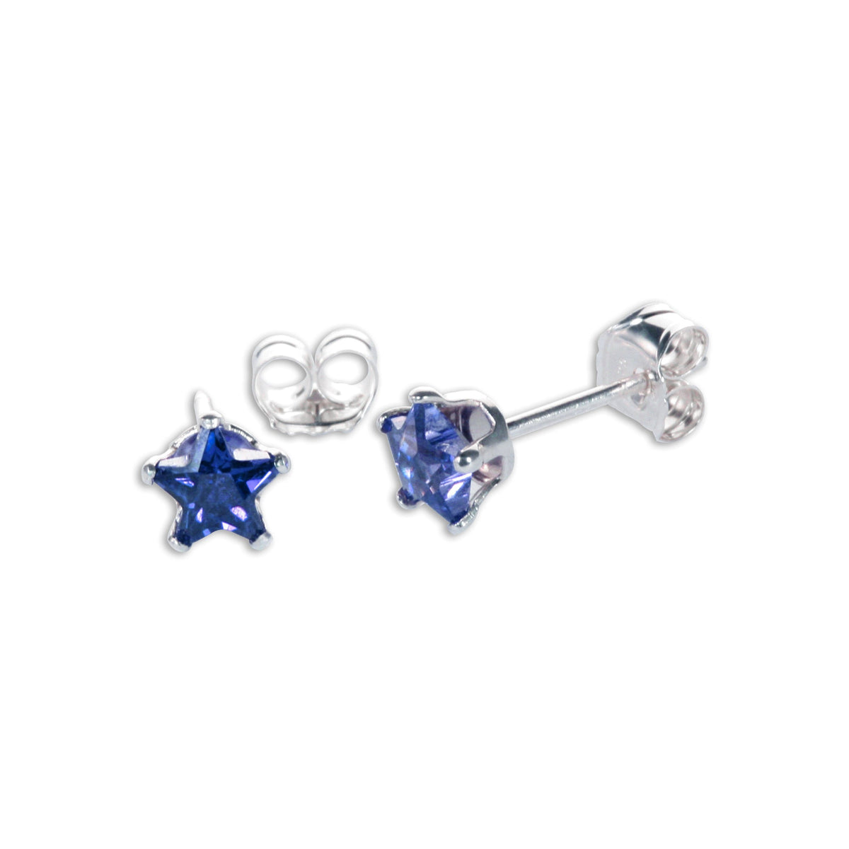 Boucles d'oreilles à tige en argent sterling avec étoile en zircone cubique de 4 mm