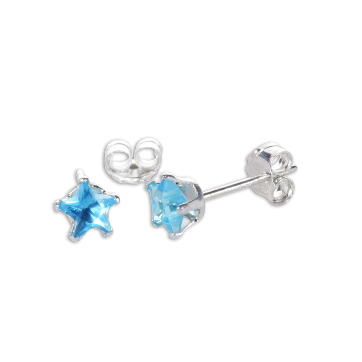 Boucles d'oreilles à tige en argent sterling avec étoile en zircone cubique de 4 mm