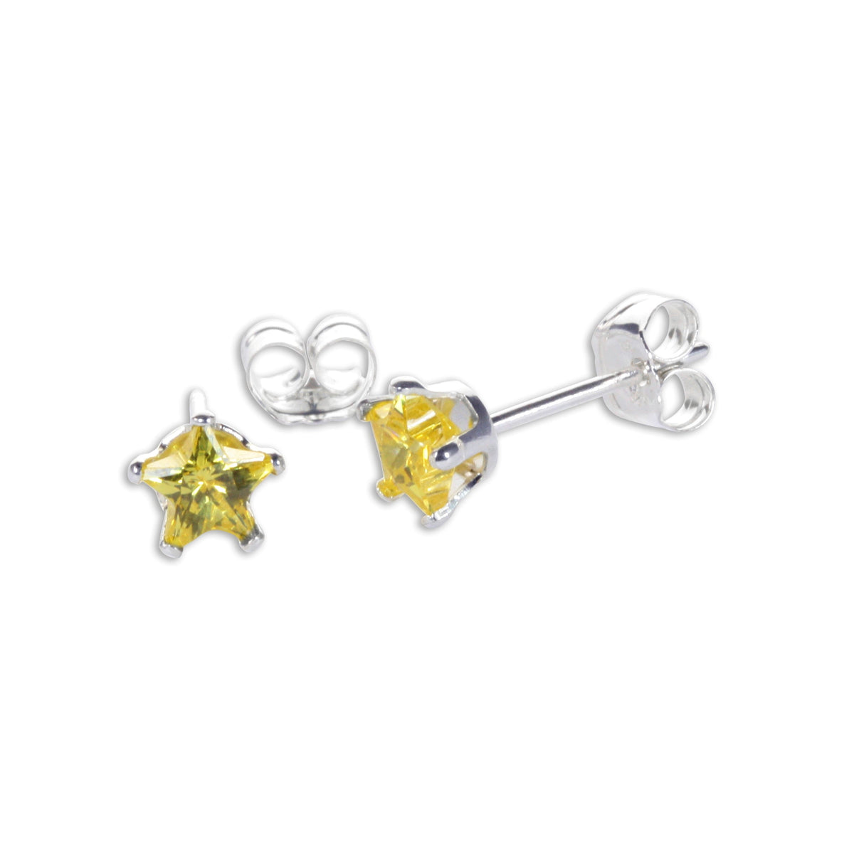 Boucles d'oreilles à tige en argent sterling avec étoile en zircone cubique de 4 mm
