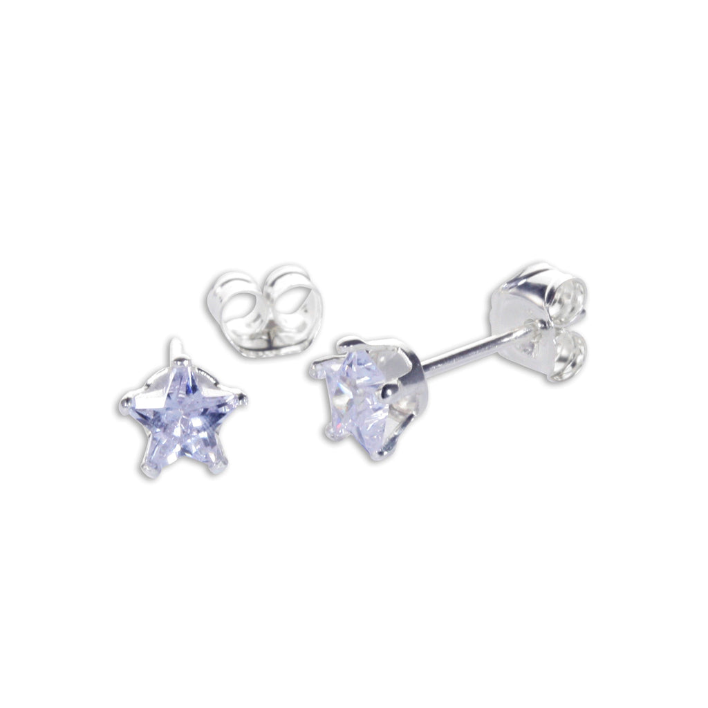 Boucles d'oreilles à tige en argent sterling avec étoile en zircone cubique de 4 mm