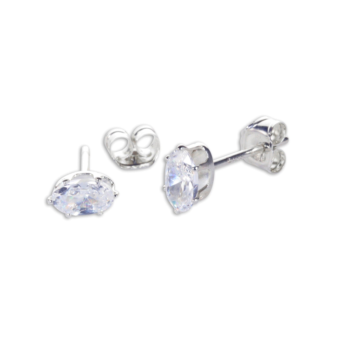 Boucles d'oreilles à tige en argent sterling avec zircones cubiques transparents