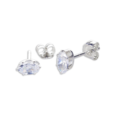 Boucles d'oreilles à tige en argent sterling avec zircones cubiques transparents