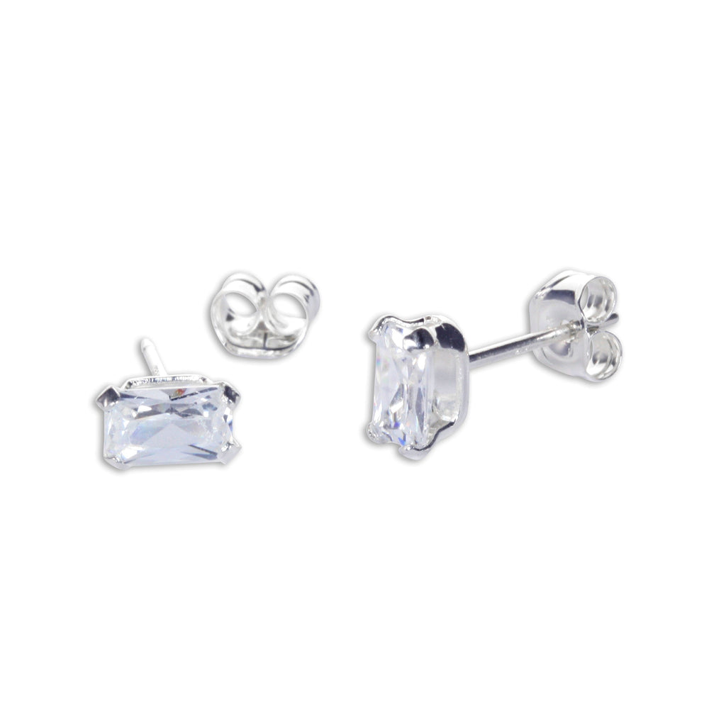 Boucles d'oreilles à tige en argent sterling avec zircones cubiques transparents
