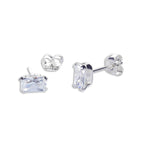 Boucles d'oreilles à tige en argent sterling avec zircones cubiques transparents