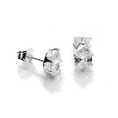 Boucles d'oreilles à tige en argent sterling avec zircones cubiques transparents