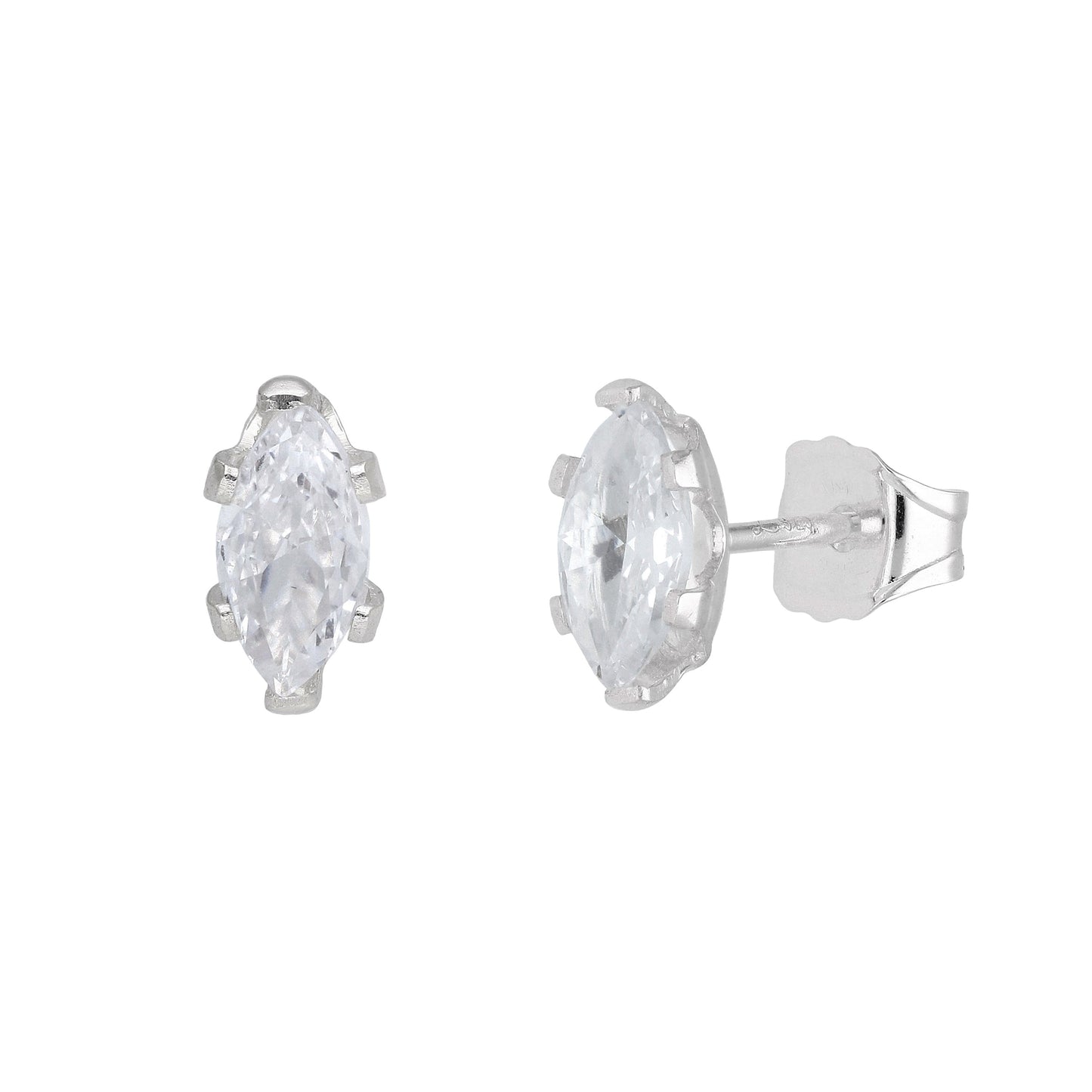 Boucles d'oreilles à tige en argent sterling avec zircones cubiques transparents