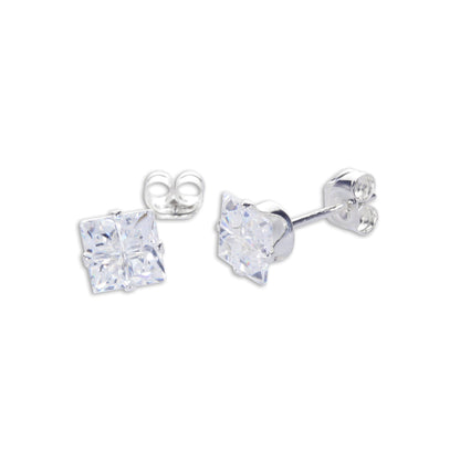 Boucles d'oreilles à tige en argent sterling avec zircones cubiques transparents