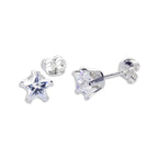 Boucles d'oreilles à tige en argent sterling avec étoile transparente en oxyde de zirconium