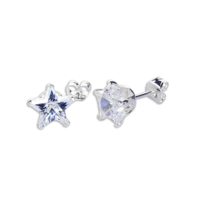 Boucles d'oreilles à tige en argent sterling avec étoile transparente en oxyde de zirconium
