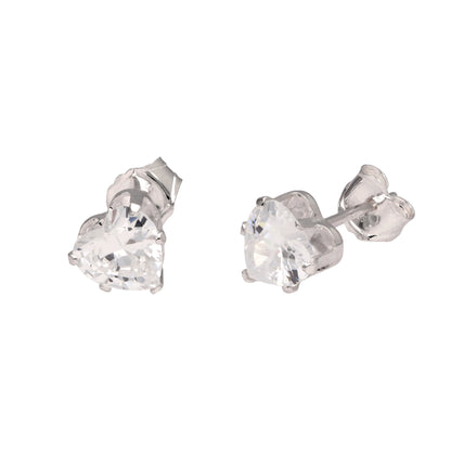 Boucles d'oreilles à tige en argent sterling avec cœur transparent en oxyde de zirconium