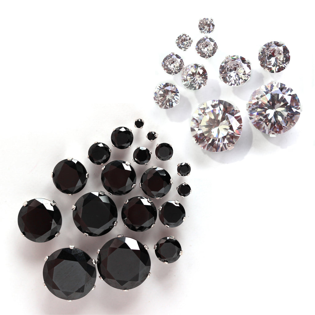 Boucles d'oreilles à tige rondes en argent sterling et oxyde de zirconium