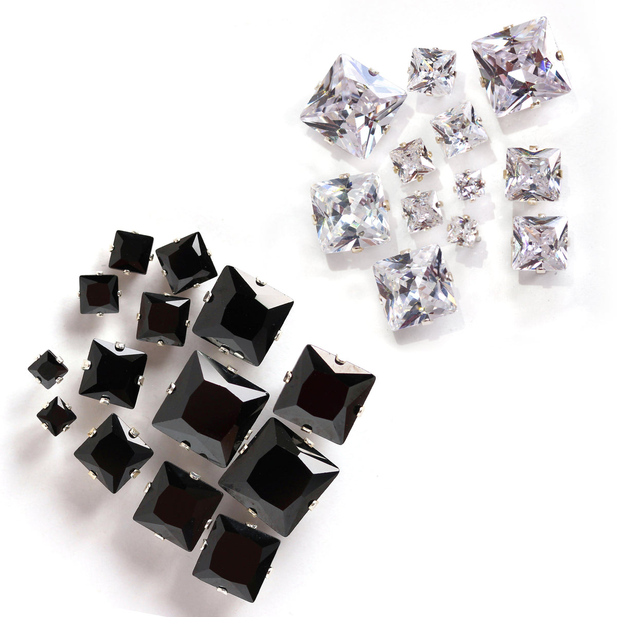Boucles d'oreilles à tige carrées en argent sterling et oxyde de zirconium