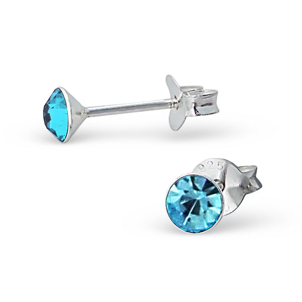 Boucles d'oreilles à tige en argent sterling avec cristal rond de 4 mm