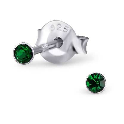 Boucles d'oreilles à tige en argent sterling et cristal de 2 mm
