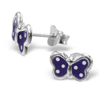 Boucles d'oreilles à tige en argent sterling avec papillon émaillé violet