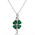 Pendentif trèfle porte-bonheur en argent sterling et émail vert