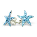 Boucles d'oreilles à tige en argent sterling avec cristaux CZ bleus incrustés d'étoiles