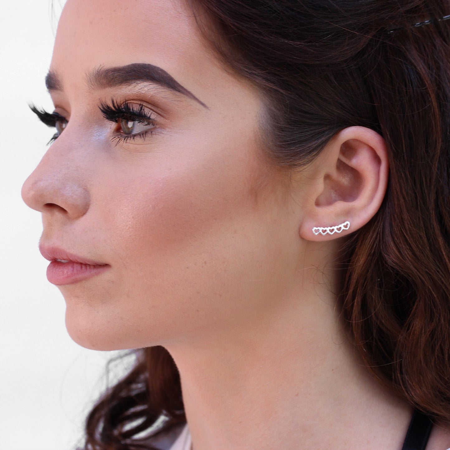 Boucles d'oreilles à tige en argent sterling avec 5 cœurs ouverts