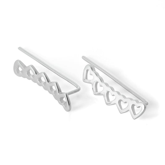 Boucles d'oreilles à tige en argent sterling avec 5 cœurs ouverts