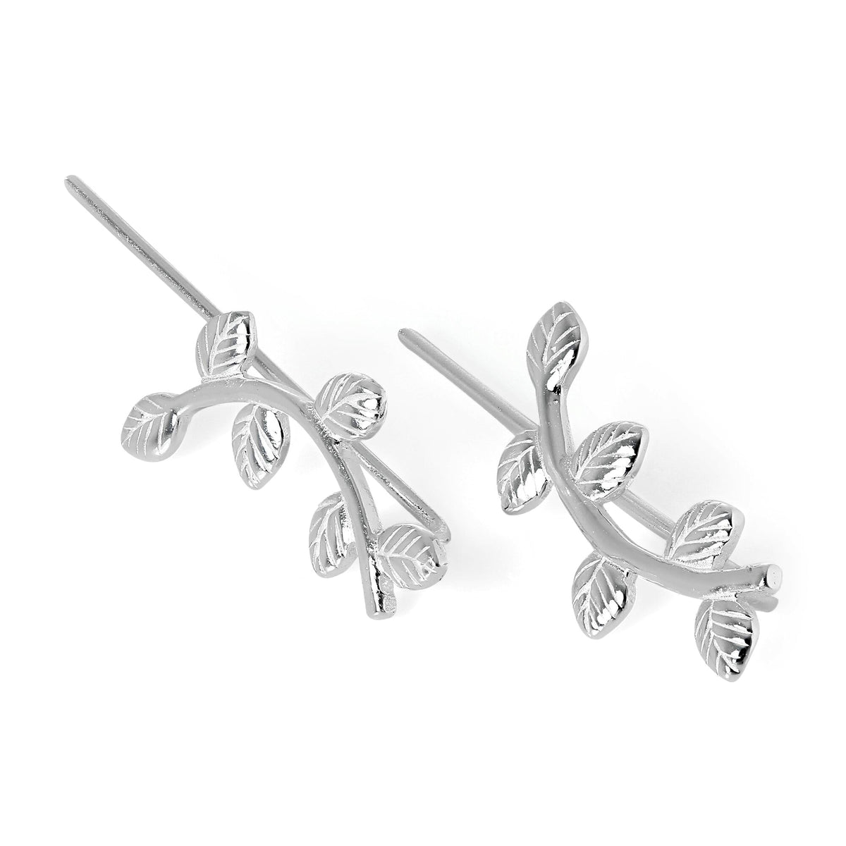 Boucles d'oreilles à tige en argent sterling avec feuille de laurier
