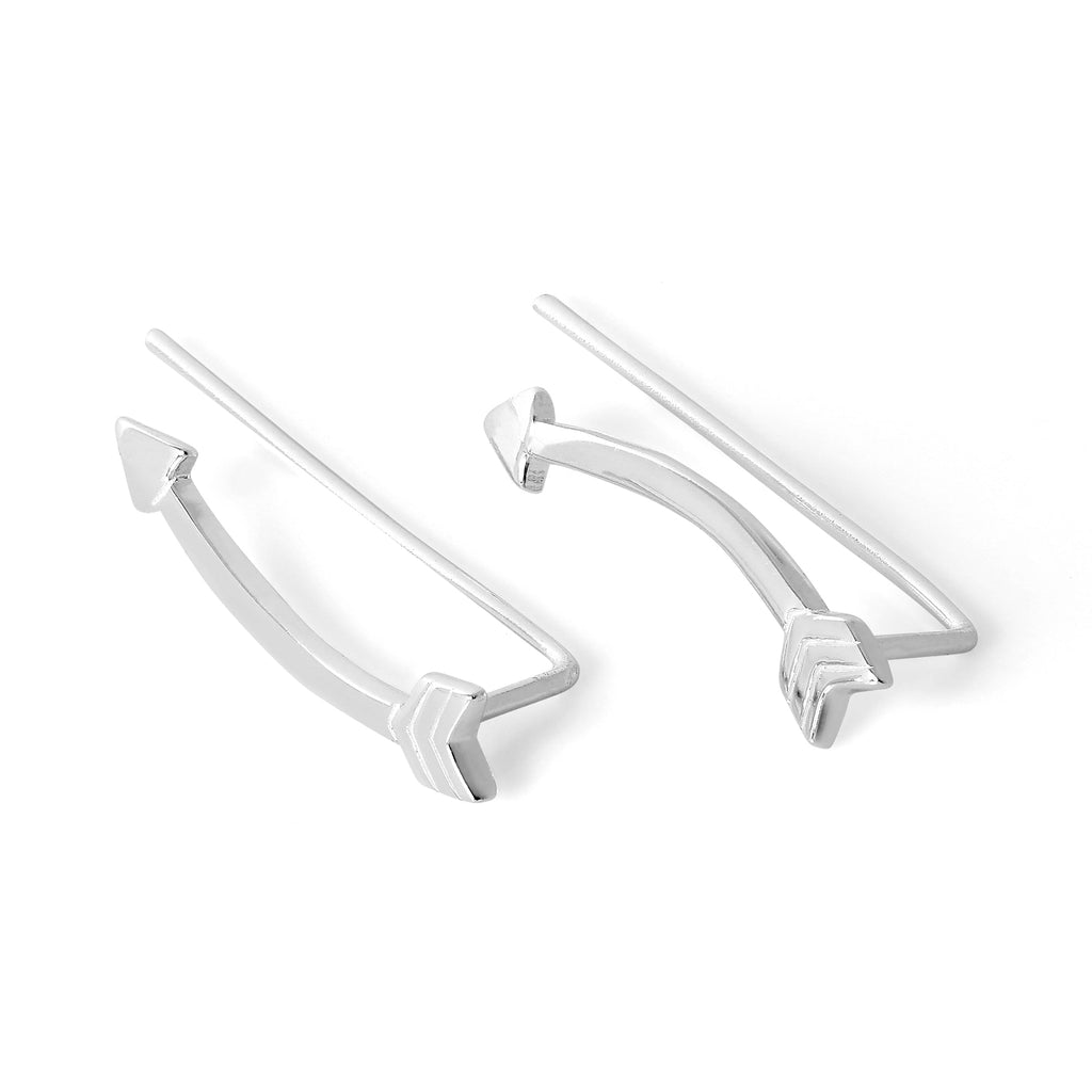 Boucles d'oreilles à tige en argent sterling avec flèche courbée