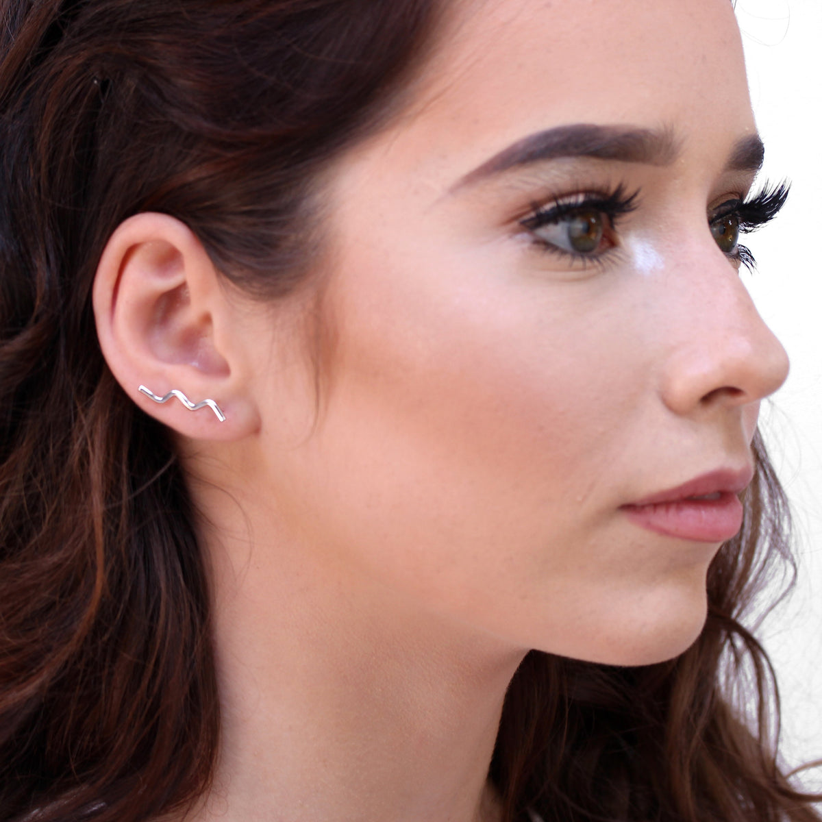 Boucles d'oreilles à tige ondulées en argent sterling