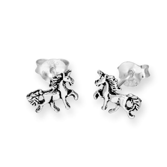 Petites boucles d'oreilles à tige licorne en argent sterling