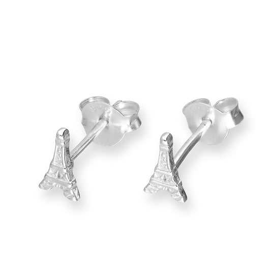 Petites boucles d'oreilles à tige en argent sterling en forme de tour Eiffel