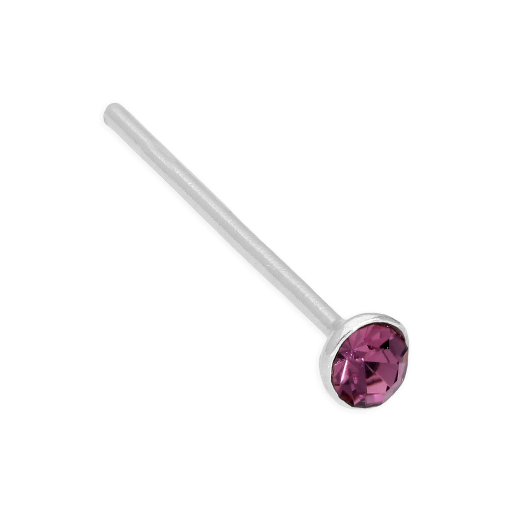 Piercings de nez en argent sterling et cristal CZ rond de 2 mm, calibre 24, courbés pour s'adapter - Couleurs mélangées