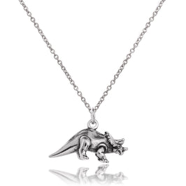 Collier dinosaure tricératops 3D en argent sterling
