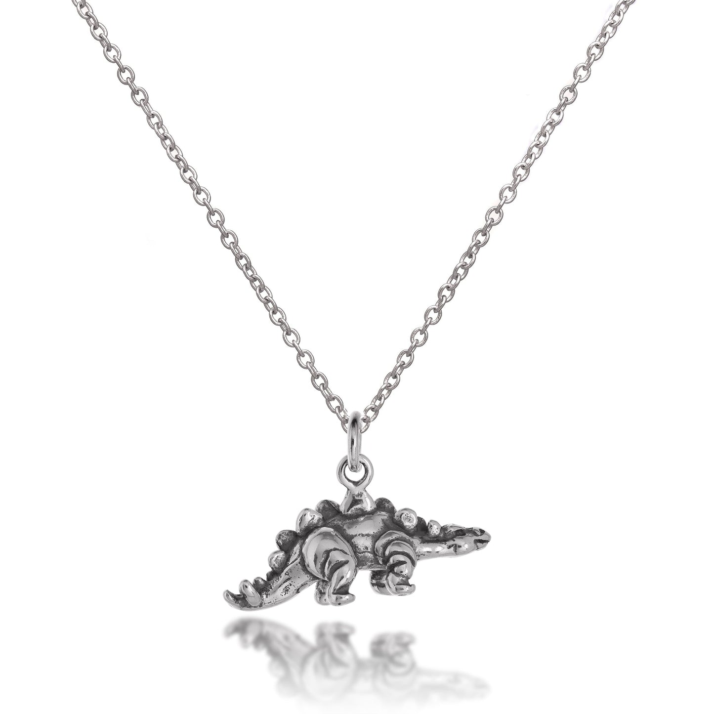 Collier dinosaure stégosaure 3D en argent sterling massif