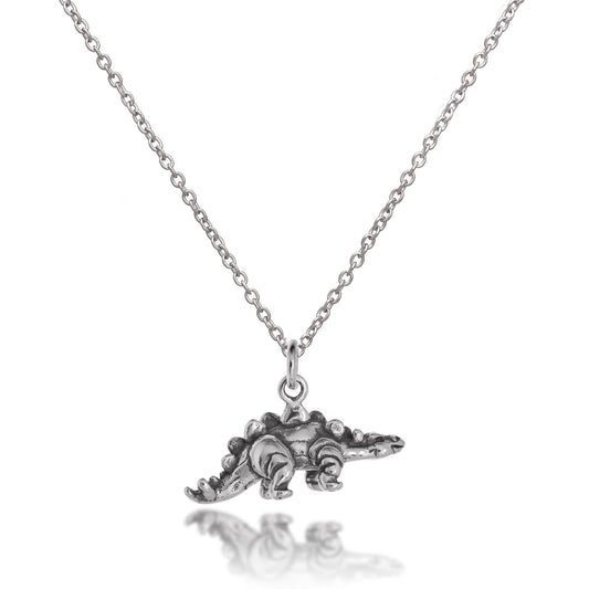 Collier dinosaure stégosaure 3D en argent sterling massif