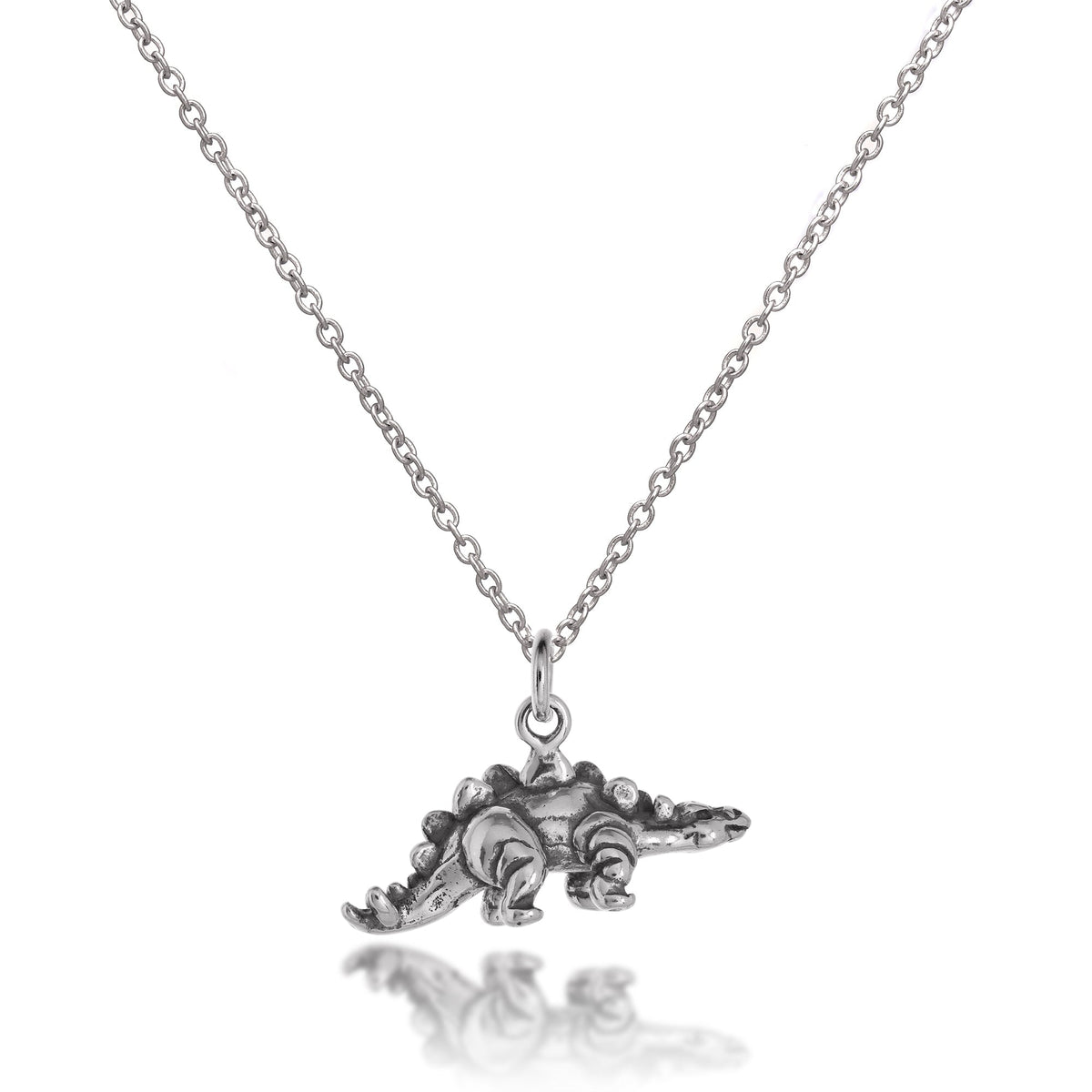 Collier dinosaure stégosaure 3D en argent sterling massif