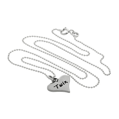 Collier avec pendentif en argent sterling et deux cœurs de 35 à 55 cm