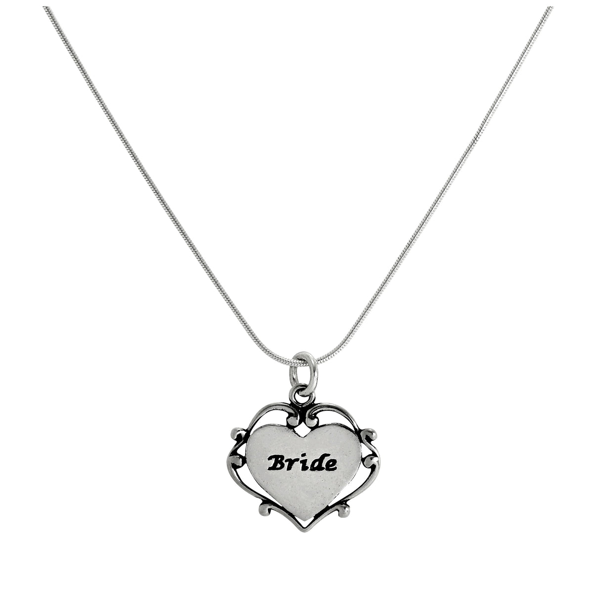 Collier pendentif cœur de mariée en argent sterling de 35 à 55 cm