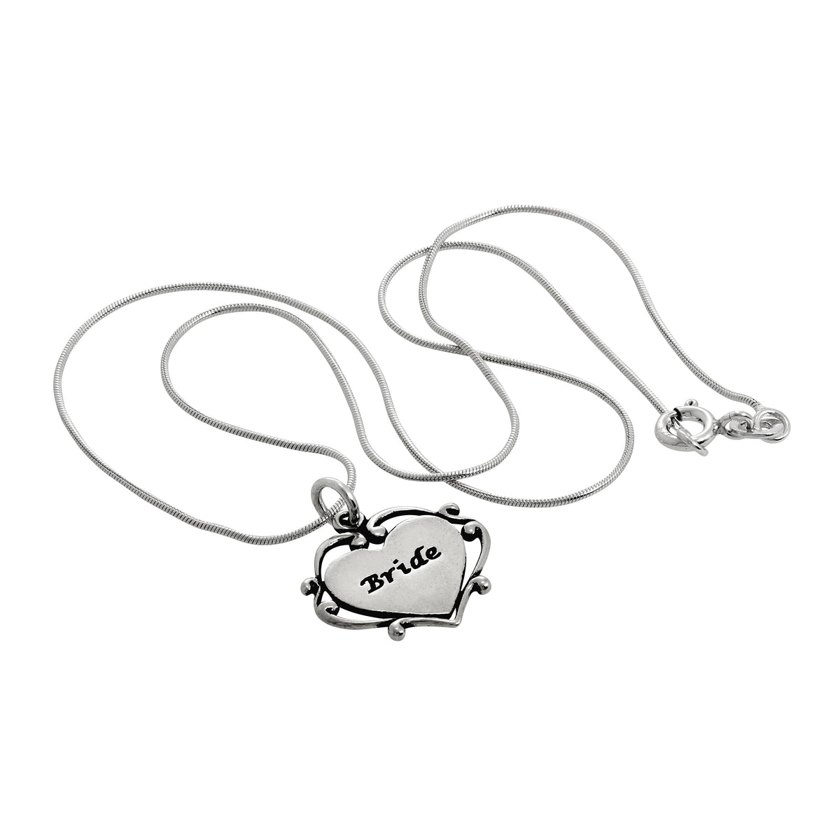 Collier pendentif cœur de mariée en argent sterling de 35 à 55 cm