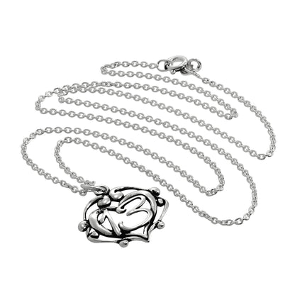 Collier pendentif cœur ouvert en filigrane d'argent sterling pour 13e anniversaire, 40 à 61 cm