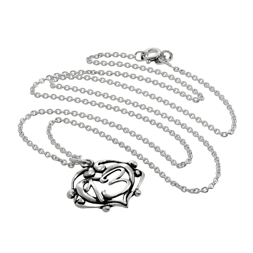 Collier pendentif cœur ouvert en filigrane d'argent sterling pour 13e anniversaire, 40 à 61 cm