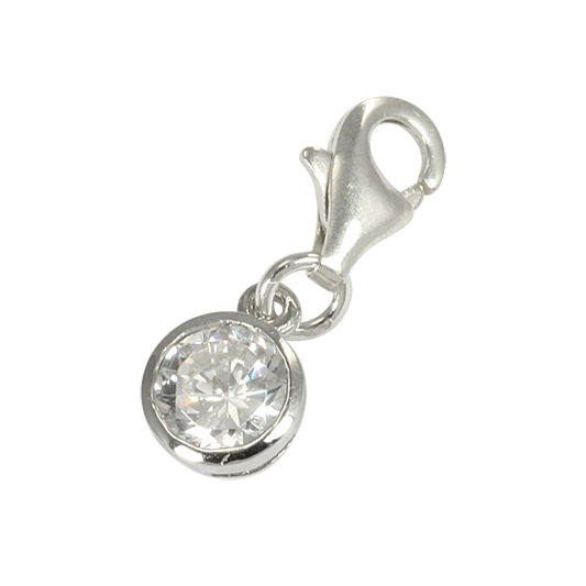 Breloque ronde en cristal en argent sterling