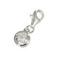 Breloque ronde en cristal en argent sterling