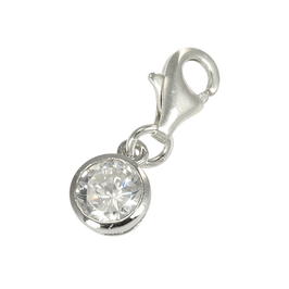 Breloque ronde en cristal en argent sterling