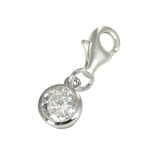 Breloque ronde en cristal en argent sterling