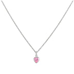 Collier avec pendentif en argent sterling et cristal rose en forme de cœur, 35 à 55 cm